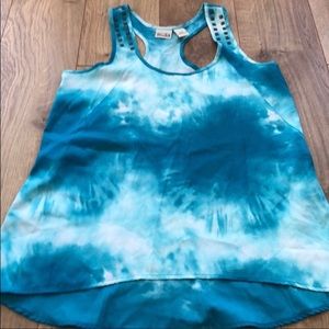 Blue tye-dye tank top